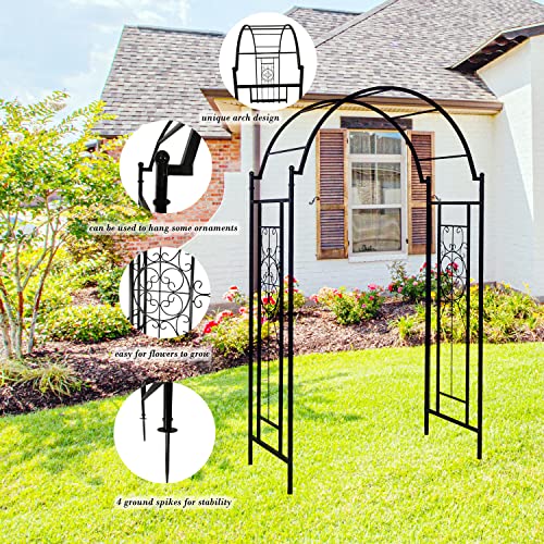 Moofar Metal Garden Heavy-Duty Arch Arbor Trellis Arbour Archway For Climbing Plants Roses Vines Support Rack, Outdoor Lawn Backyard Patio Wedding Party Ceremony Decoration, Matte Black #TOP1