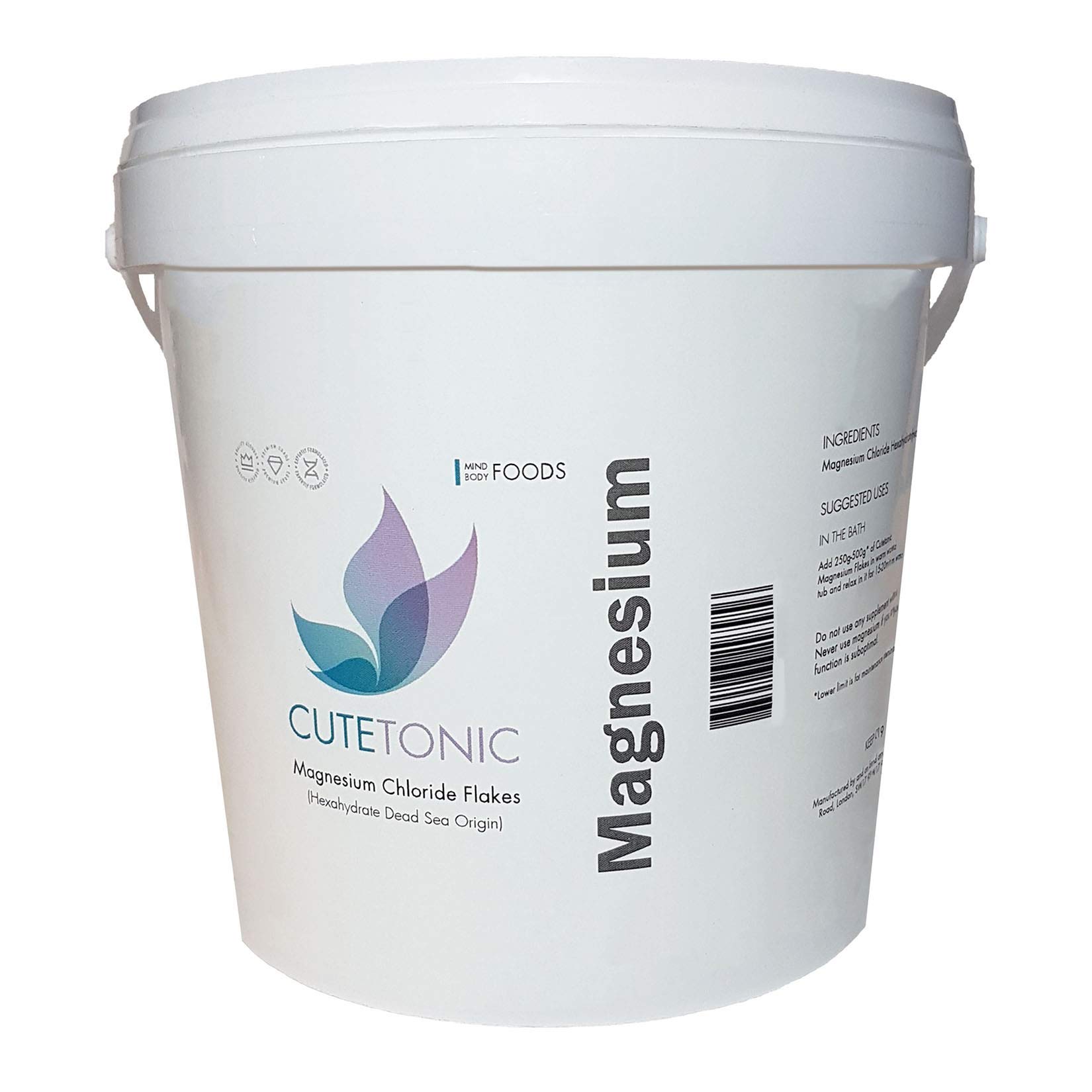 Cutetonic® Magnesium Flakes 5KG, 100% Pure Magnesium Chloride from Dead Sea – for Relaxing Bath, Foot Soak, Muscle Recovery & Stress Relief