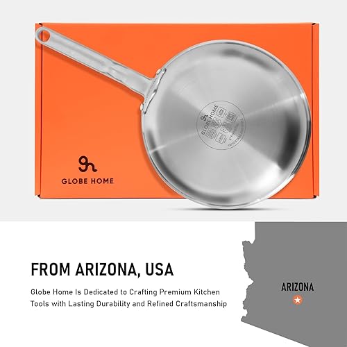 Miniatura 9 de Globe Home - Sartén antiadherente de acero inoxidable de 8 pulgadas, utensilios de cocina profesionales con revestimiento de acero inoxidable de 5