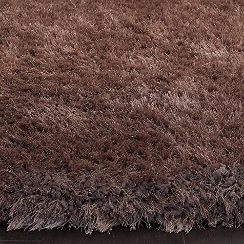 Image of Luxury Shaggy Carpet Solid Plain Fluffy Fur Rectangular Rugs for Bedroom Living Room 3X5 Feet Microfiber & Polyster Modern Interior Floor Mat Brown
