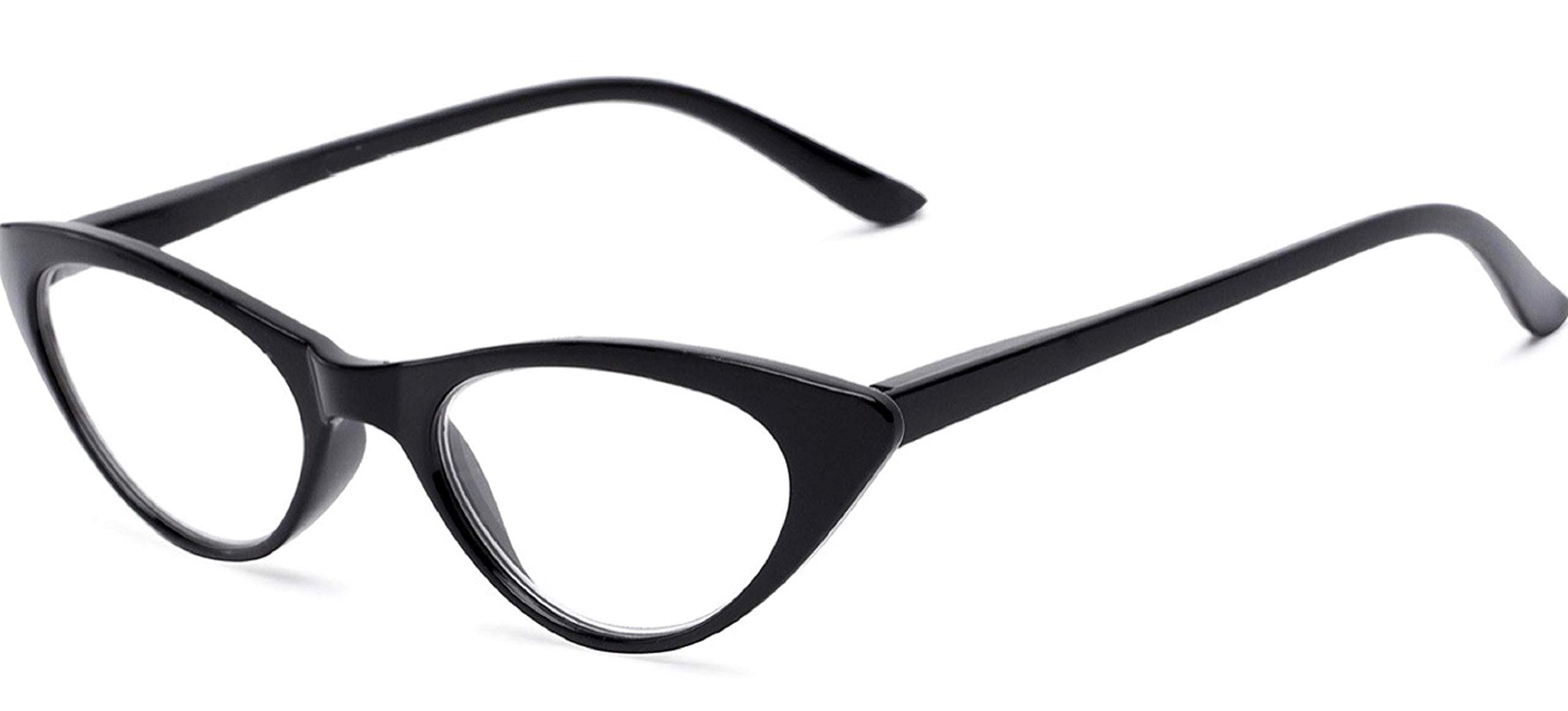 Readers.com the Brit Unisex Cat Eye Reading Glasses +1.25 Black (1 Microfiber Cleaning Pouch Included)