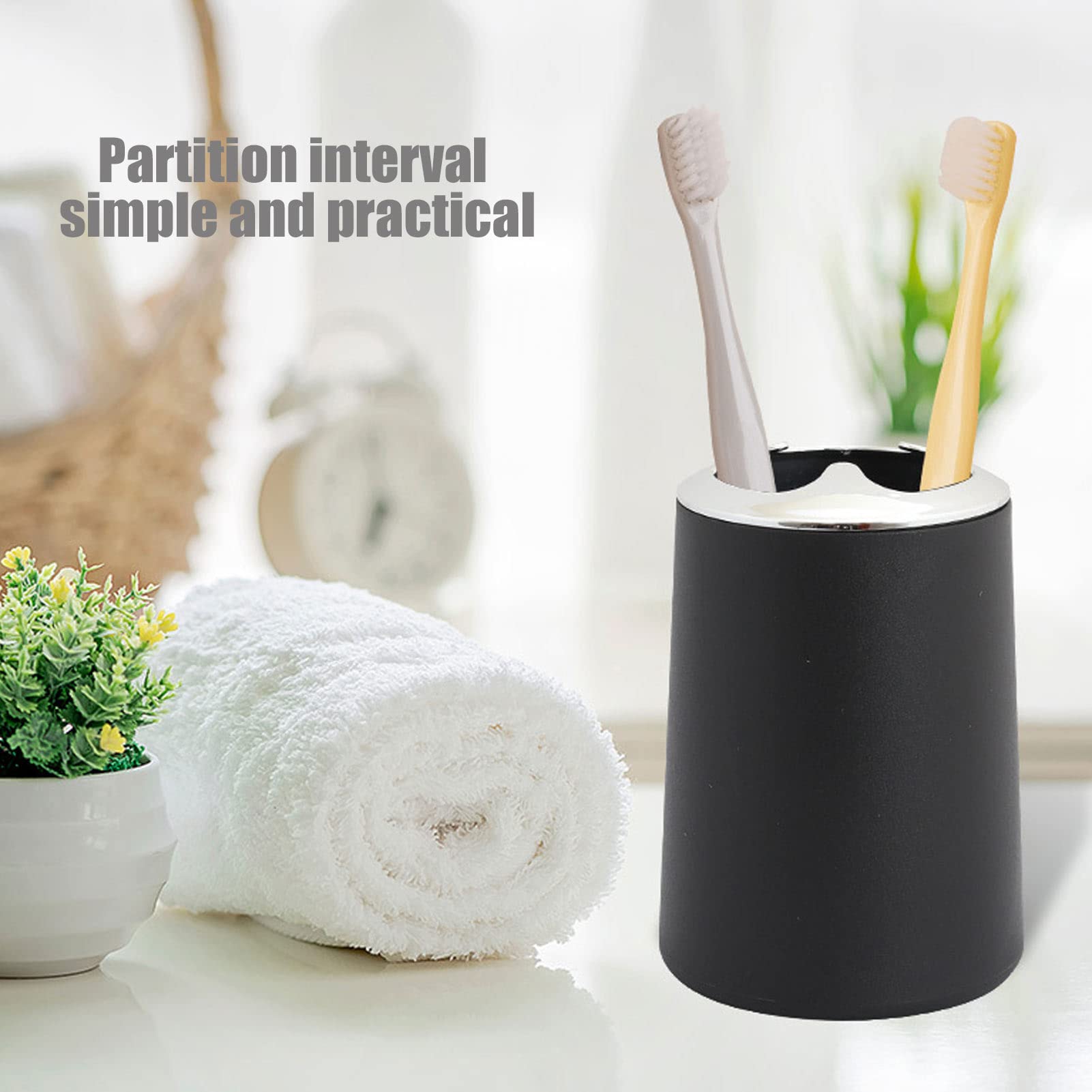 Tissting Set Completo Accessori Bagno 6 Pezzi Design Moderno Nero in PP Plastica con Pattumiera, Scopino, Portaspazzolino, Dispenser di Sapone per Lozione, Portasapone, Tazza