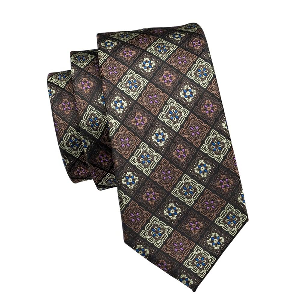 Release Conjunto de Corbata para Hombre Seda Marrón Novedad Corbata Hanky Gemelos Corbatas para Hombres Boda Negocios