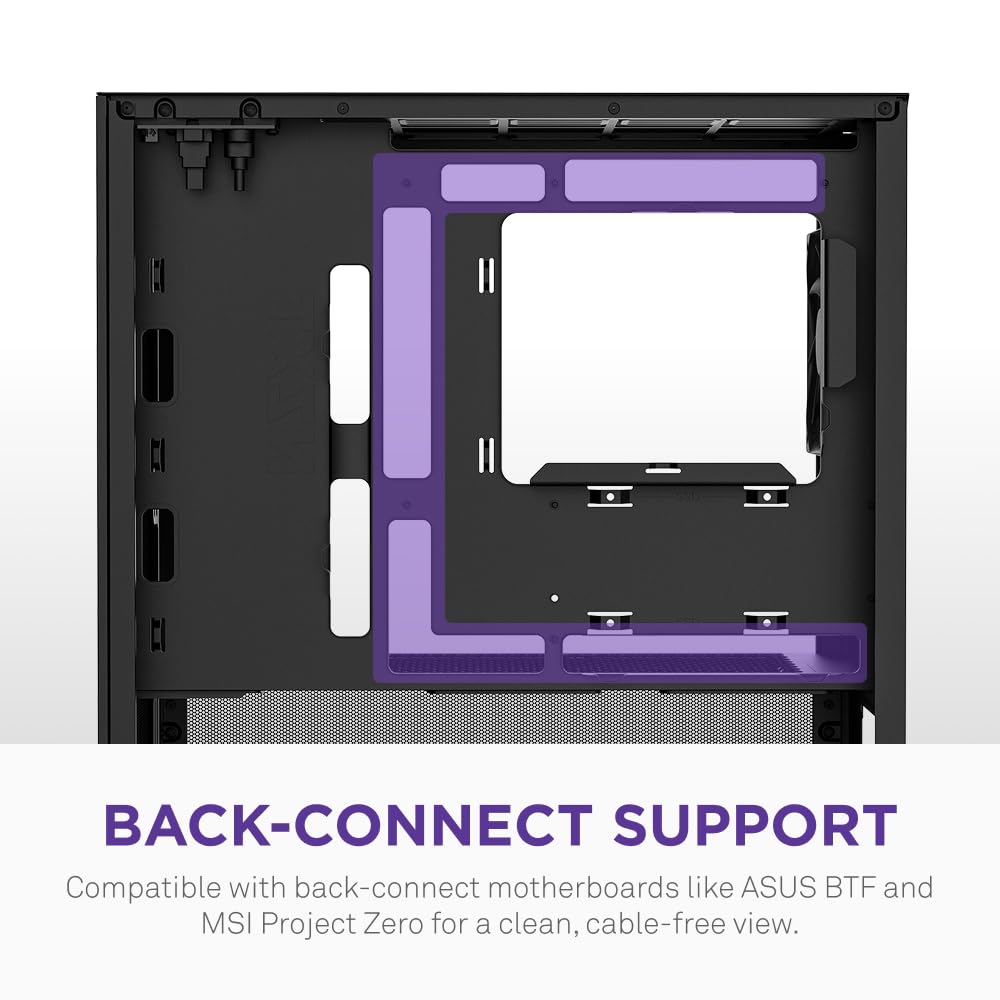NZXT H3 Flow – Micro-ATX PC Case – Optimized Airflow – Includes 1 x 120mm Rear Fan – Supports Full-Sized GPUs – Fits 280mm Front, 240mm Top Radiator – Back-Connect Motherboard – Black — view 7