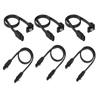 SATA Cable III,6 Packs SATA Cable III 6Gbps Straight HDD SDD Data Cable with Locking Latch 18 Inch Compatible for SATA HDD 6