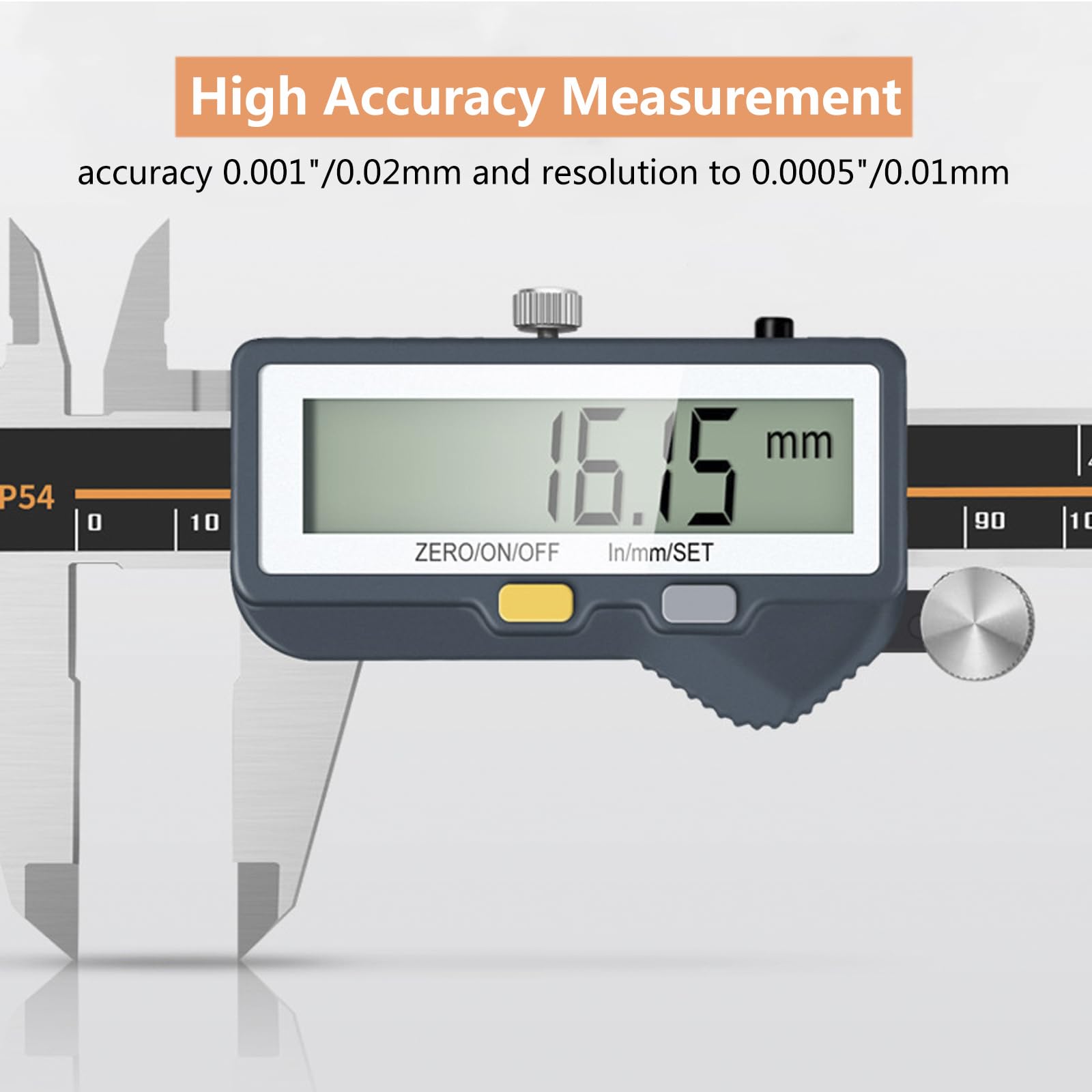 Calibre Digital IP54 Impermeable con Bluetooth,Pie de Rey Digital de Acero Inoxidable con Pantalla LCD,Vernier Caliper para Mediciones Externas,Internas,Profundidad y Paso,150mm/6in