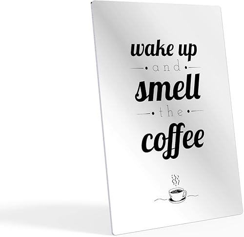 Miniatura 2 de HB Art Design Wake Up and Smell the Coffee Black and White Quote Metal Print Wall Art Coffee Bar Decor Coffee Signs Kitchen Wall Decor Dining Room