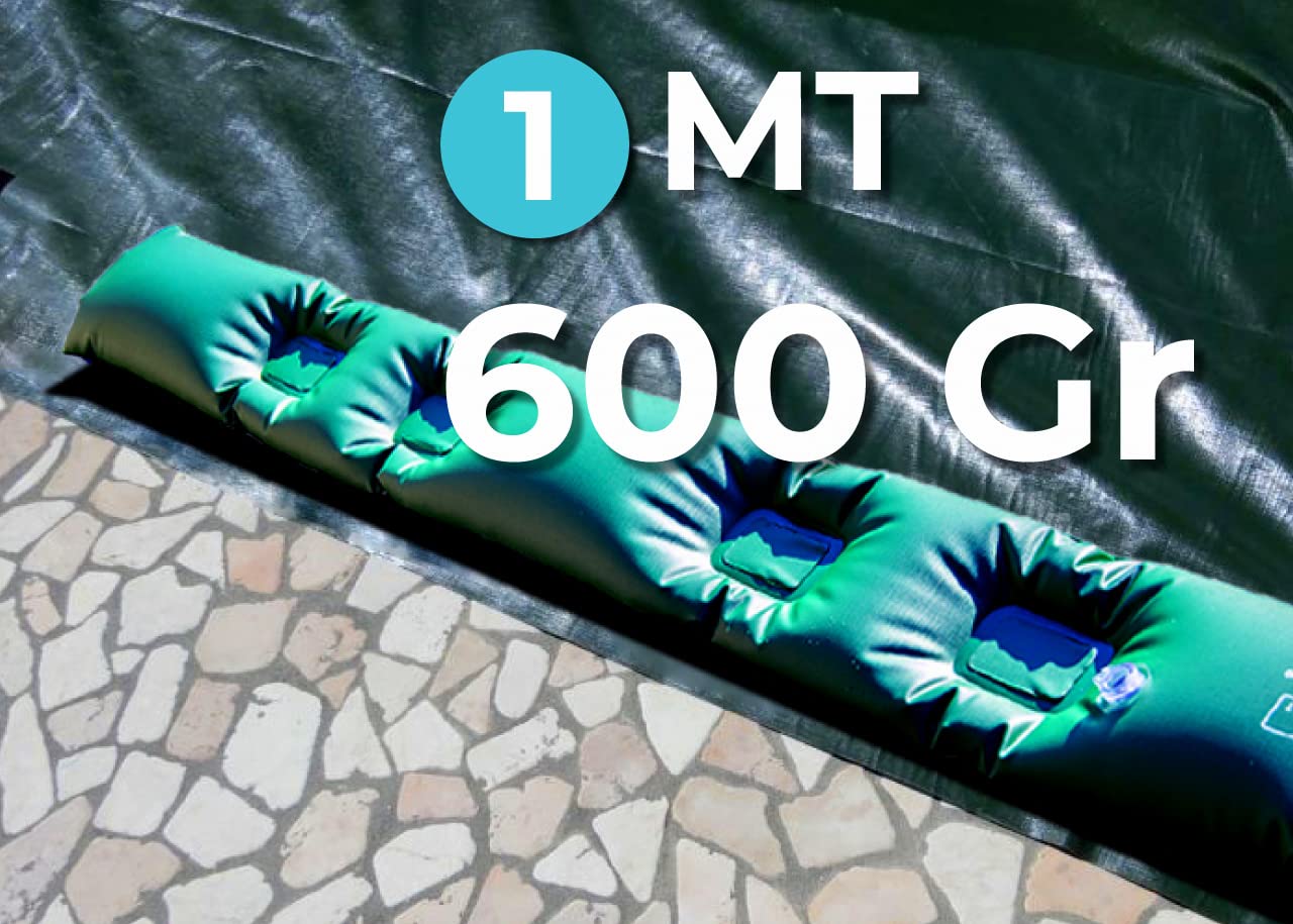 ZEFIRO Tubolare AntiVento AntiRibaltamento Perimetrale Rinforzato in PVC Verde per Telo di Copertura Invernale per Piscina - Lunghezza MT. 1 da 600 Gr/​Mq - 2 TermoSaldature - NOVITA - MADE IN ITALY
