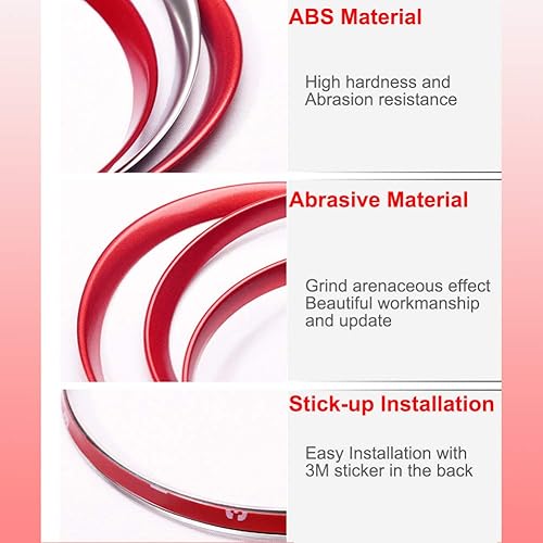 Miniatura 4 de GTINTHEBOX 3 piezas de anillo de decoración de borde rojo para Porsche Macan 2014 en adelante