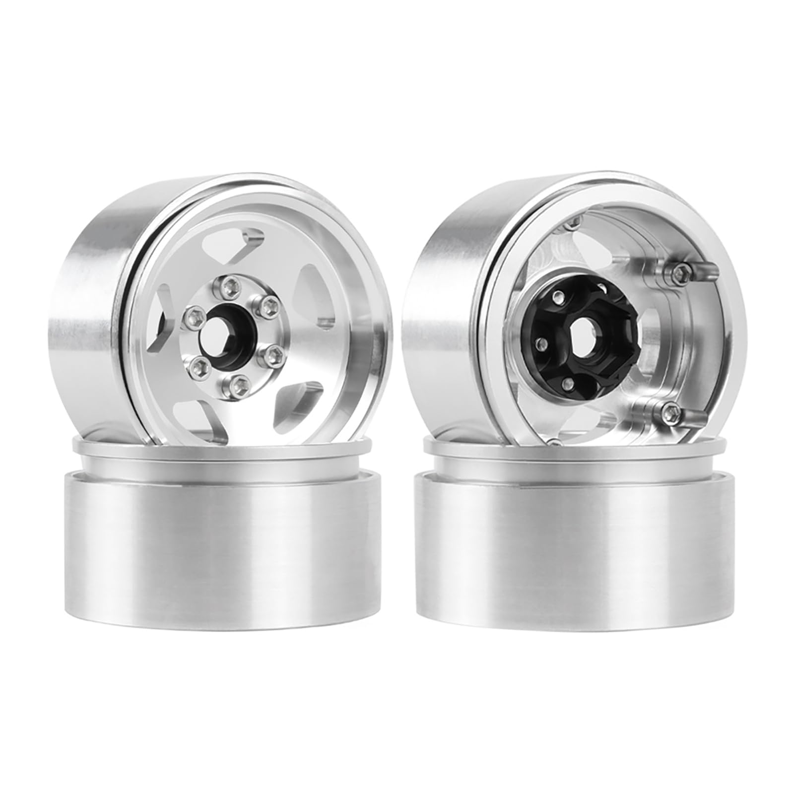 KINGCOO 4PCS 1,9 Zoll Beadlock Felgen 5Spoke Aluminium Metall Rad Felgennabe für 1/10 RC Rock Crawler Auto für Axial SCX10 TRX4 D90 MST VS4-10 Redcat Gen8 Enduro Upgrade Teile Zubehör (Silber)