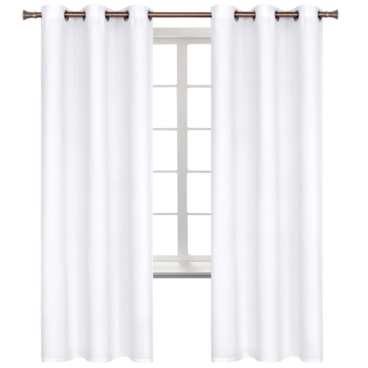 BGment Pure White Room Darkening Curtains 72 Inch for Bedroom - 2 Panels