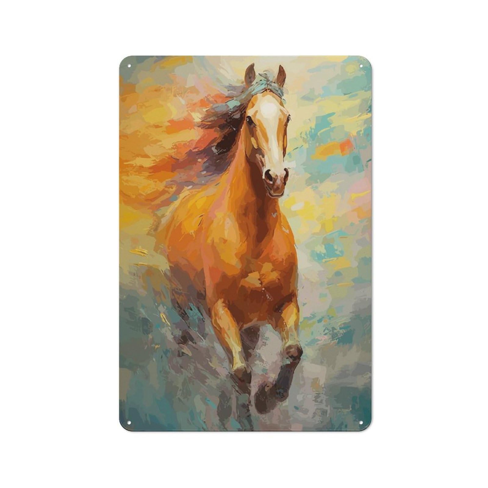 Junmoney Horse Retro Metal Wall Sign 30X20cm Featuring For Hallway Wall, For Garage, Workshop And Man Cave Decoration