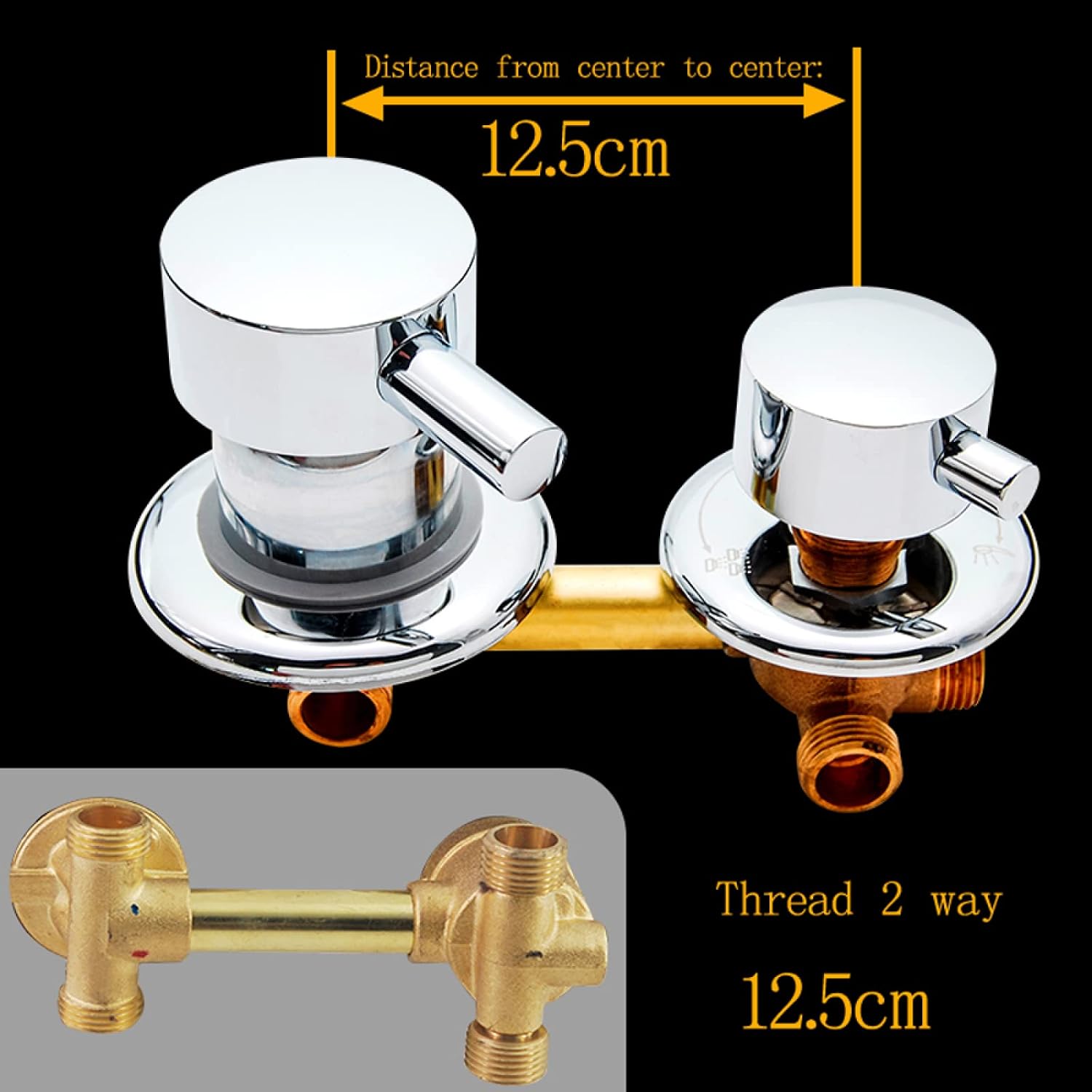 2/3/4/5 Way 10/12.5/14.5cm Brass Shower Mixer Taps Hot And Cold Water Mixer Valve Diverter G1/2" Switch Control Mixer Tap For Shower Room,12.5cm,2 Way