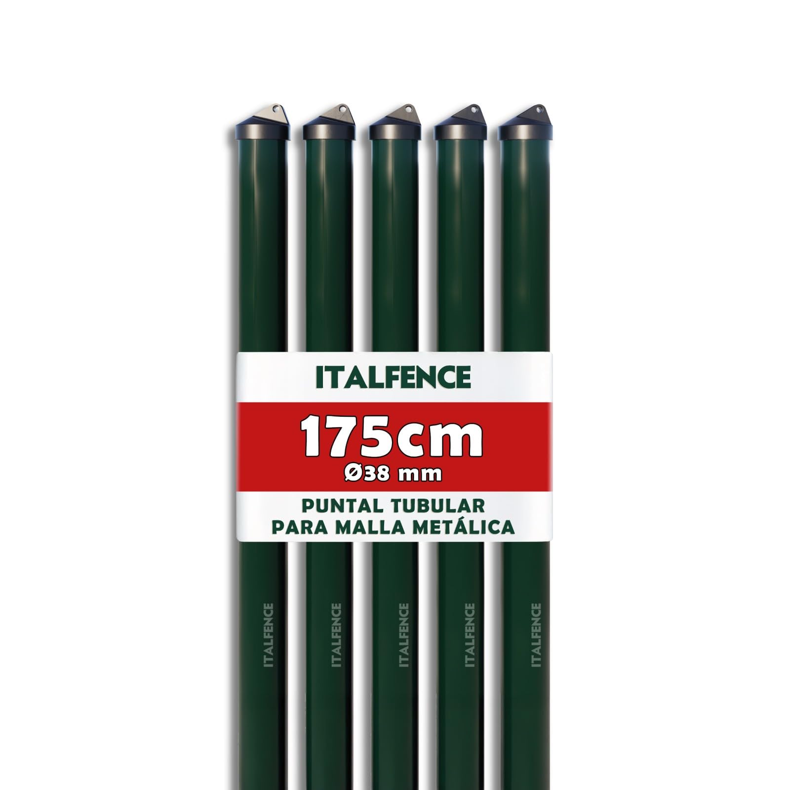 Tornapunta tubular H175cm Ø38mm en hierro plastificado verde [10 piezas]
