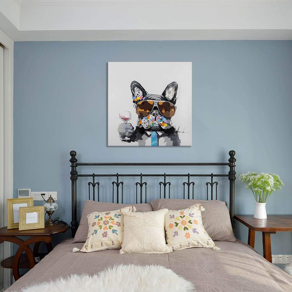 Uр Tо 60% оƒƒ Bignut Wall Art 100% Hand Painted Cool Bulldog Holding Wine Glass Modern Funny Animal Dog Oil Painting Canvas Framed Decor For Home and Office Space 24x24inch Flаѕh Sаlе Bignut Wall Art 100% Hand Painted Cool Bulldog Holding Wine Glass Modern Funny Animal Dog Oil Painting Canvas Framed Decor For Home and Office Space 24x24inch