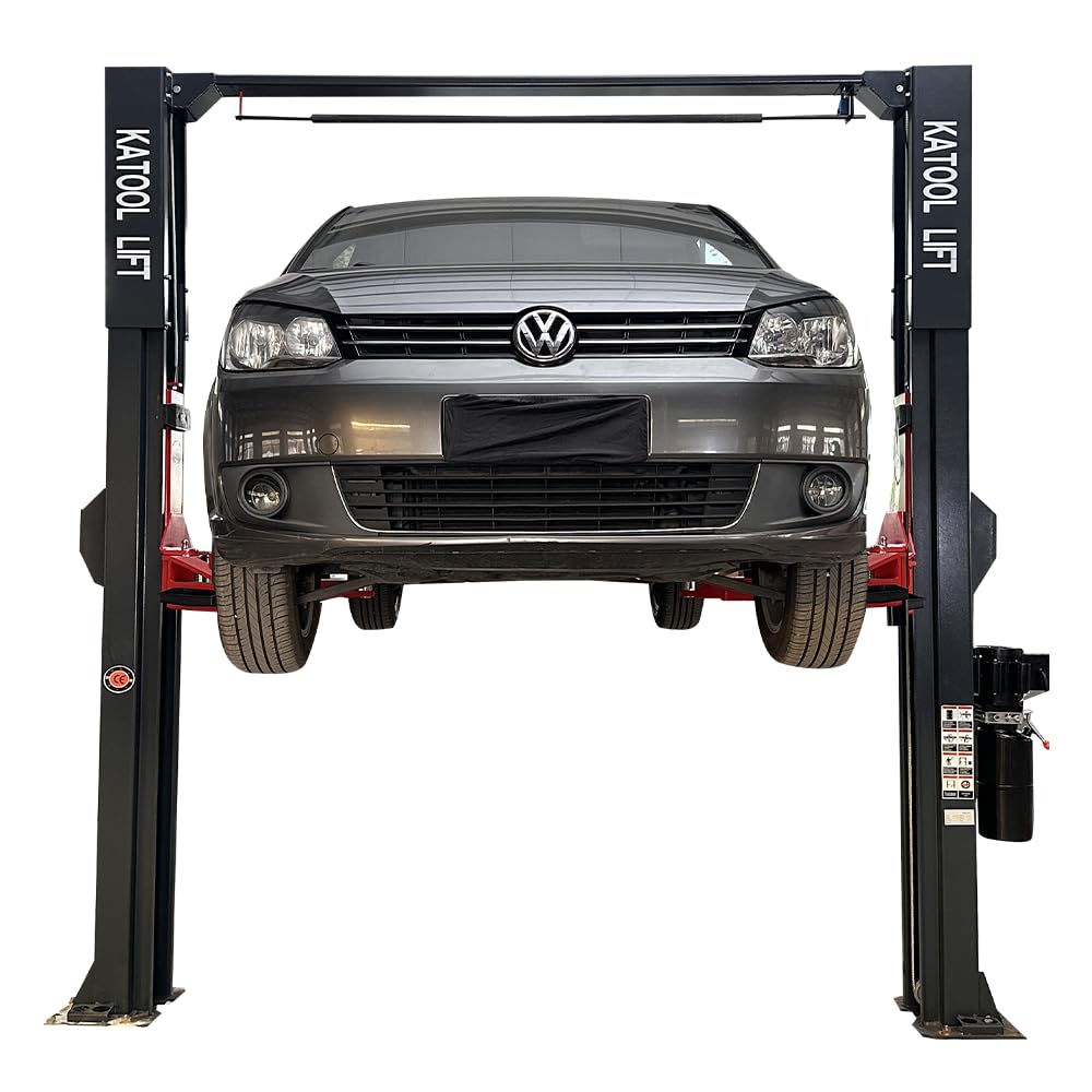 KATOOL 11000lbs Single Point Lock Release Direct Drive Two Post Lift Asymmetry Arm 3+2 Double S Design 2 Post Lift Auto Lift 2-Post Lift Clear Floor Car Lift