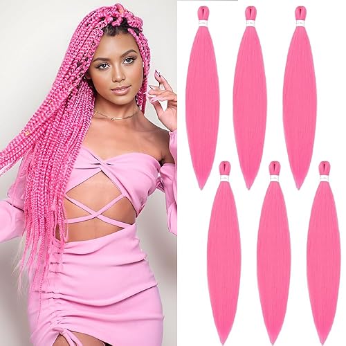 Vista 252 de Brown Braiding Hair 26 Inch Pre stretched Braiding Hair Extensions Yaki Braids Hair Hot Water Setting Synthetic Hair Colored Braiding Hair Pre 30#