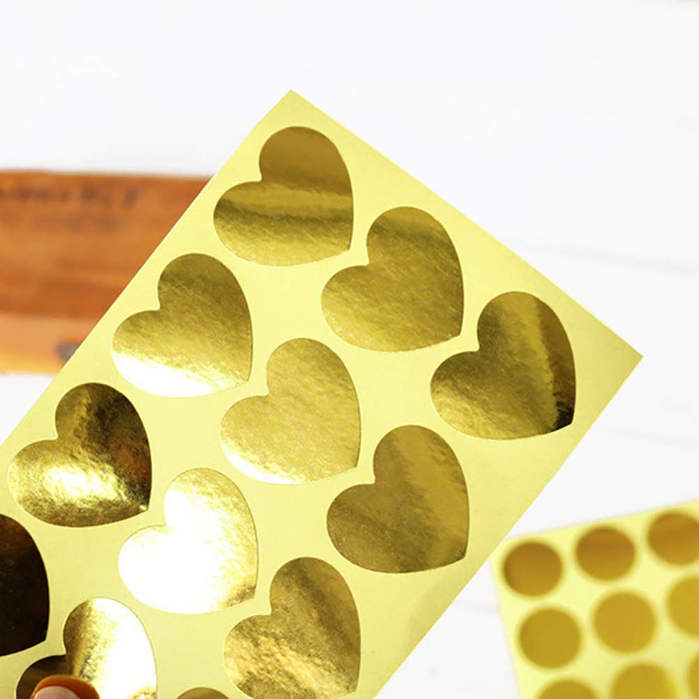Etiquetas De Sello De Pegatinas En Blanco Doradas Con Forma De Corazón