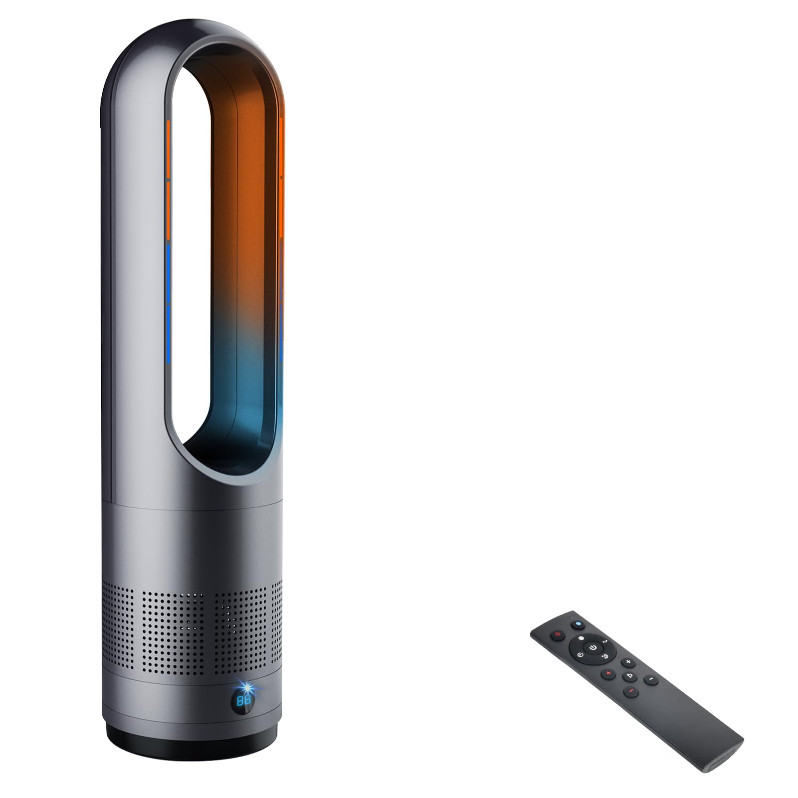 【2025冷暖兼用・羽根なし】セラミックヒーター タワーファン 温風 送風 3段階温風&8段階送風切替 100°自動首振り 9Hタイマー 静音 扇風機羽なし 強風&微風モード 大風量速暖リモコン付 転倒自動OFF 過熱保護 電気ファンヒーター 省エネ 節電 子供部屋/リビング/寝室/書斎/キッチン/脱衣所/洗面所/トイレ/オフィス用 家庭用 暖房器具 PSE認証済 日本語説明書 グレー