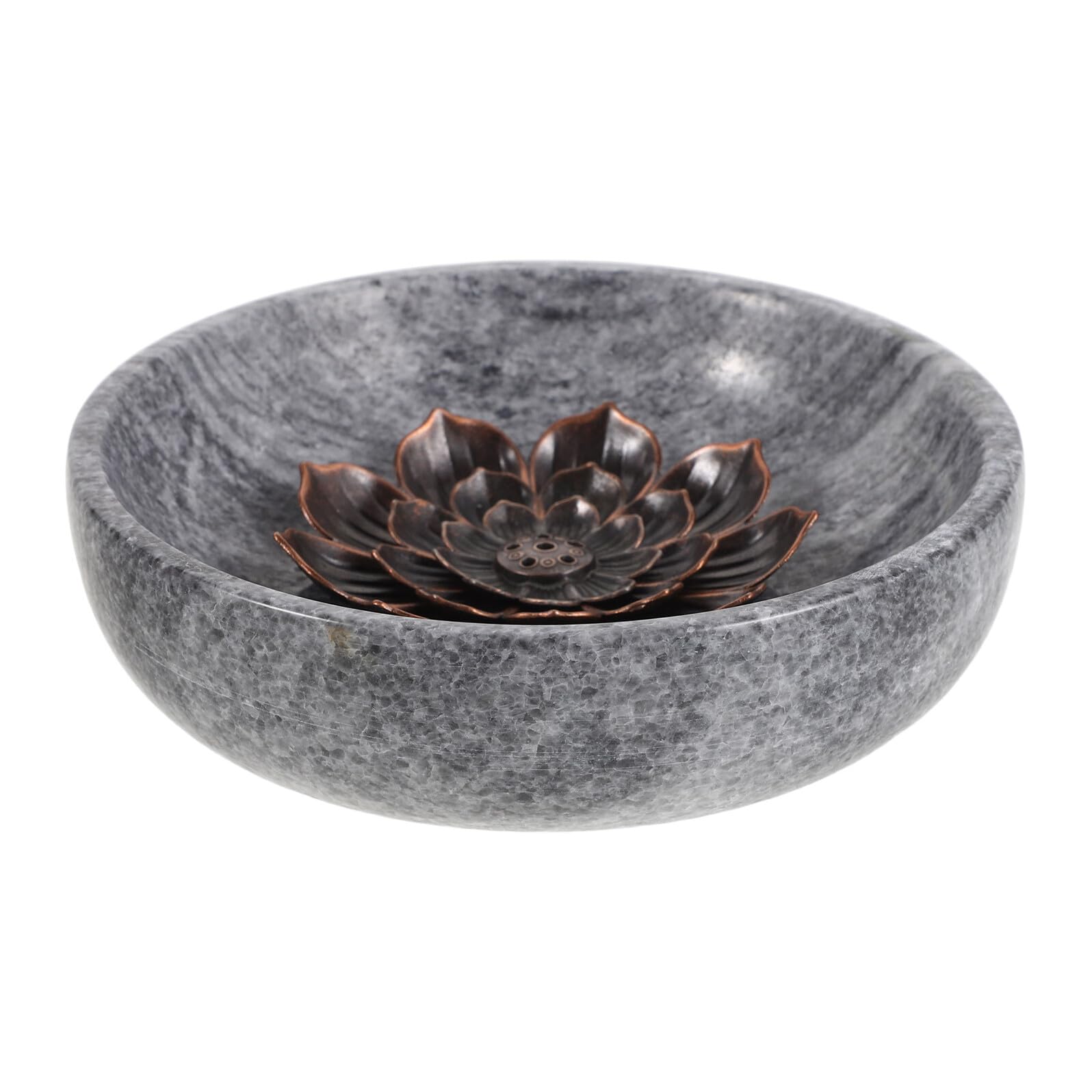 Porta Incenso in Bronzo e Marmo Nero Design Invertito, Supporto Versatile per Candele e Incensi, per Decorazione Yoga e Relax in Casa