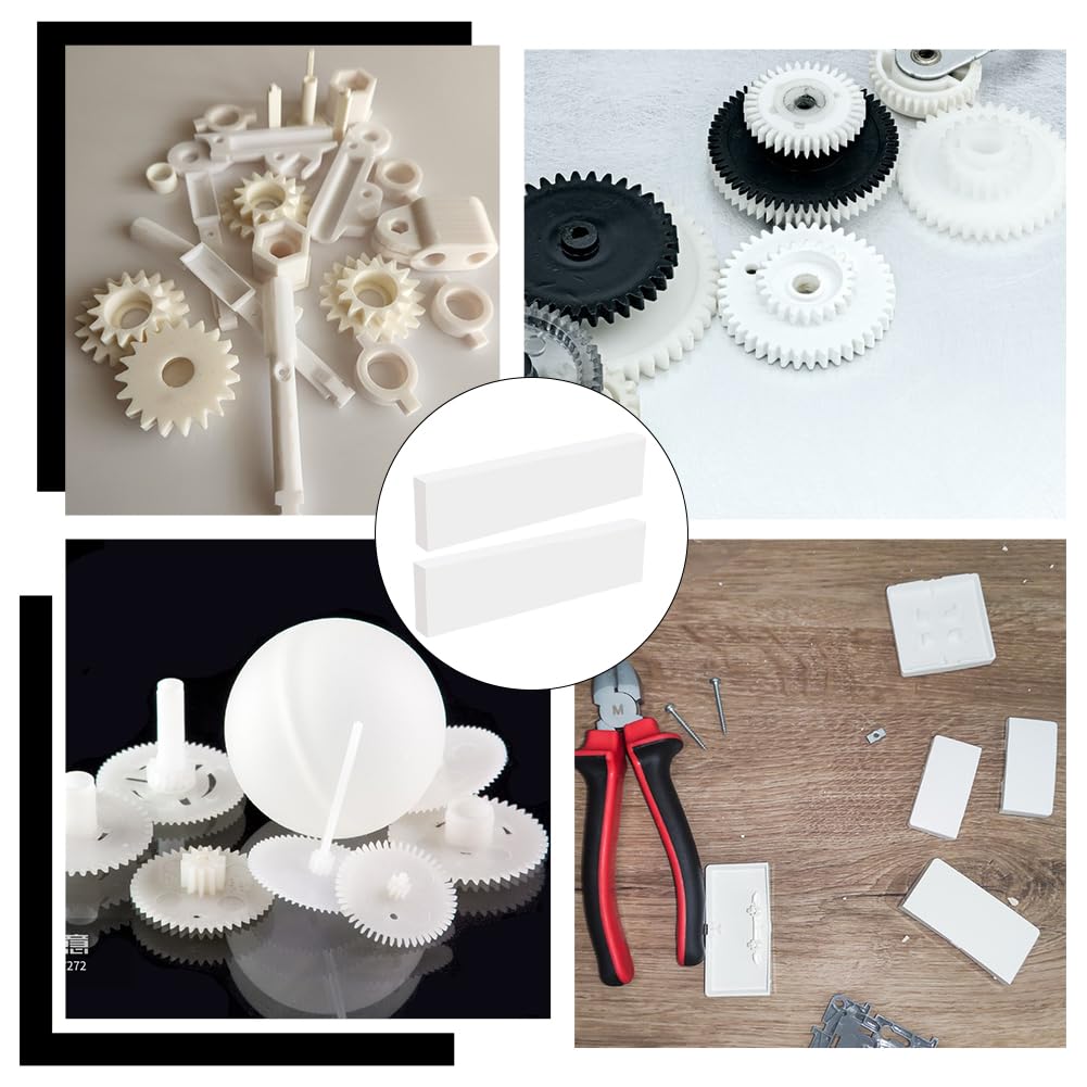 UNICRAFTALE 2 blocchi in HDPE rettangolari in plastica bianca in polietilene, blocchi di plastica solidi, 308 x 78 x 25 mm, per il miglioramento del pavimento, fai da te