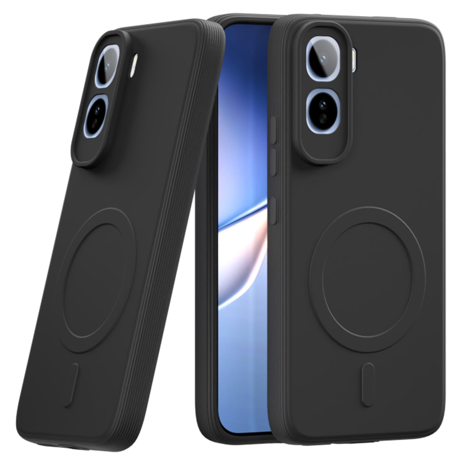 Sleek Back Case Cover for Vivo T5 Pro 5G| Micro Fiber Cloth Inside | Camera Protection |for Vivo T5 Pro 5G | Soft Matte Silicone Mag-Safe Design|(Black)