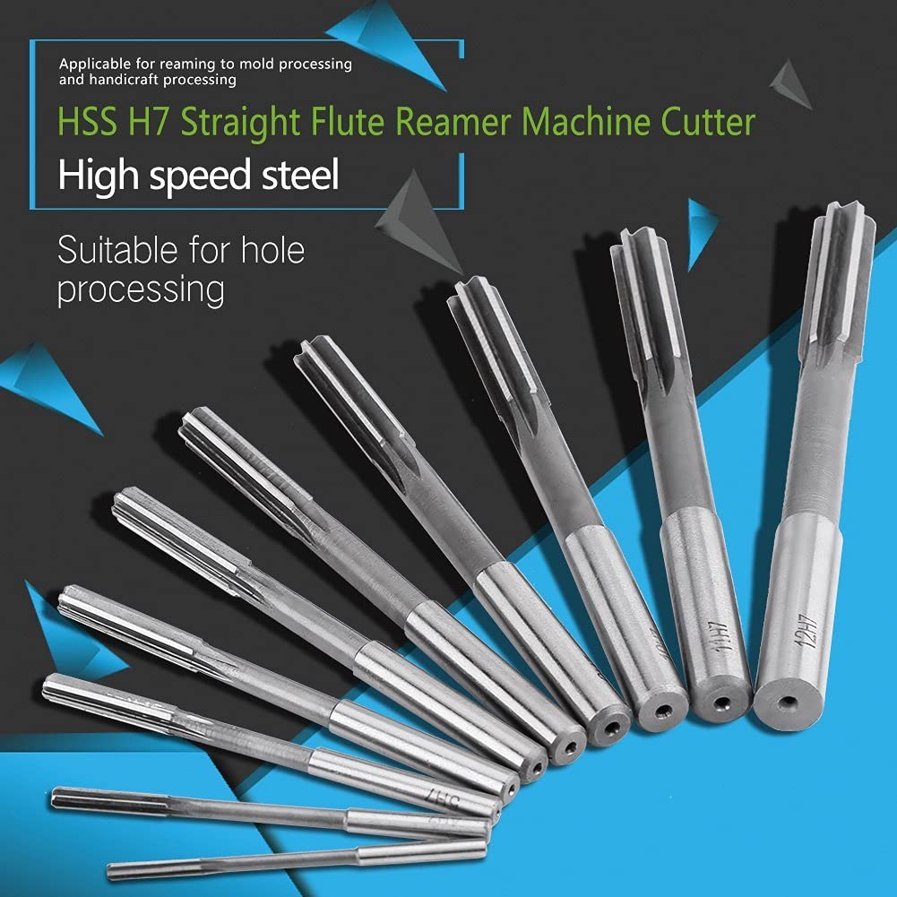 10 pz H7 Set di Alesatori HSS Dritto Flauto Alesatore Macchina Cutter 3/4/5/6/7/8/9/10/11/12mm
