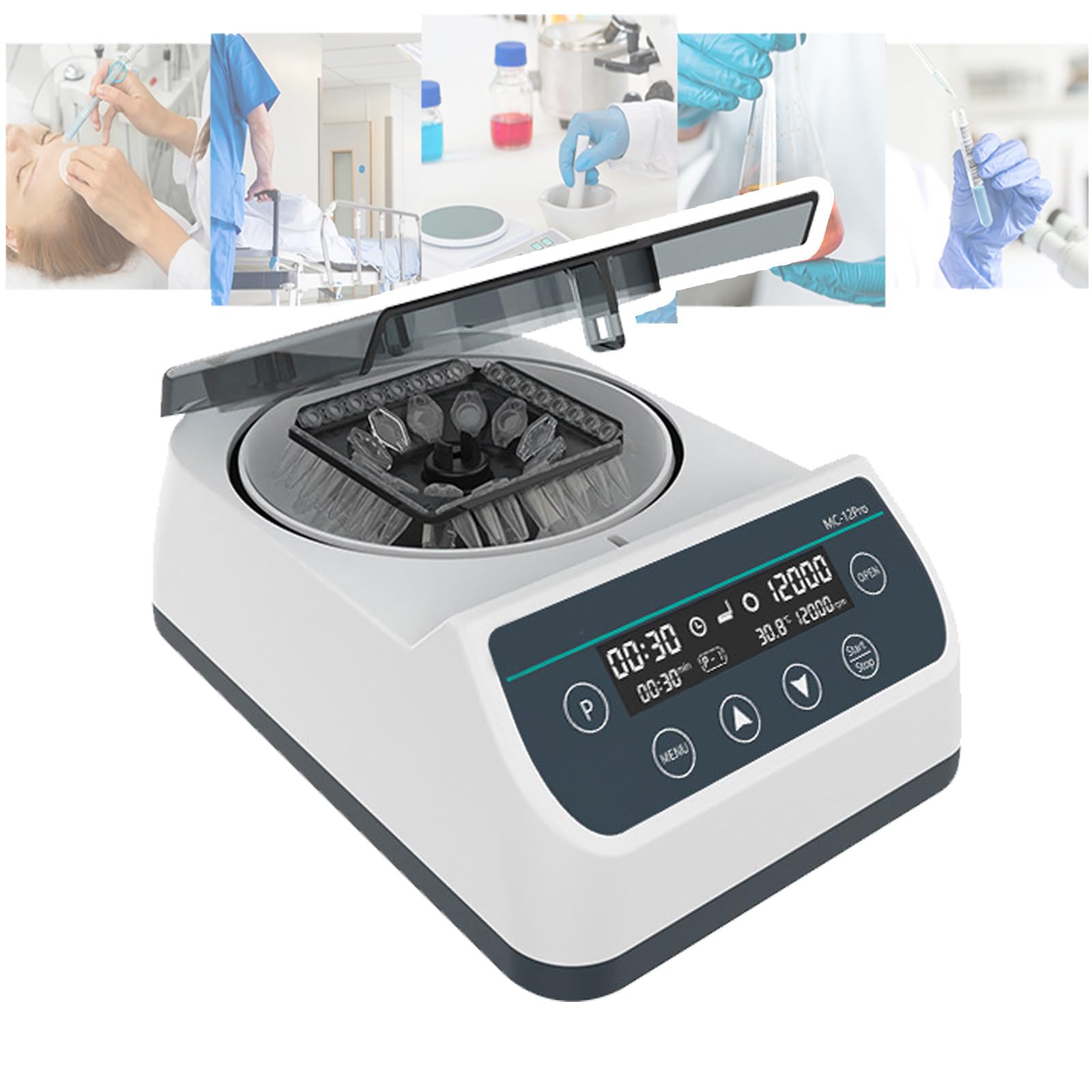 Wirówka laboratoryjna z timerem 30-59 min, maksymalna prędkość 14 500 obr./min, wirnik 2 w 1, maksymalna siła odśrodkowa 14 104 x g do eksperymentów i przetwarzania próbek