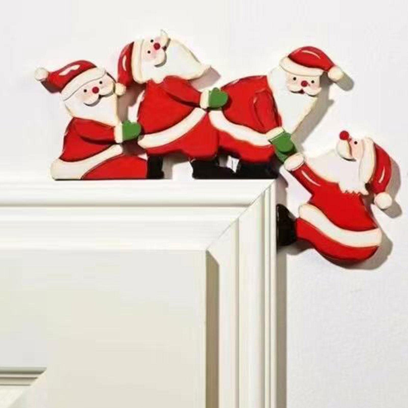 Christmas Santa & Angels Door Frame Decoration, Santa Reindeer Door Window Christmas Decoration, Wooden Christmas Door Decoration, Christmas DecorationsHome Doors Windows & Walls-Santa Claus, Red
