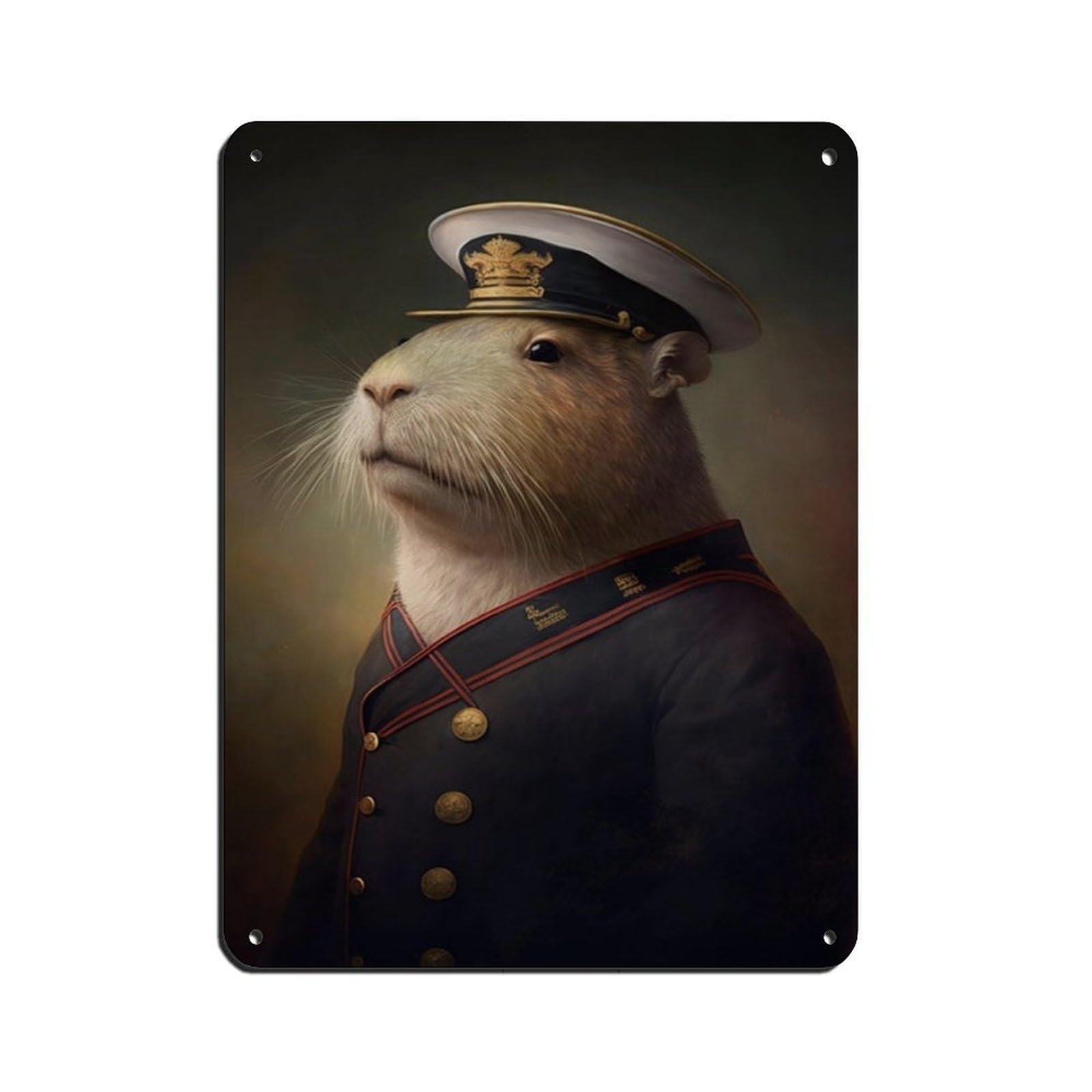 Lxwnze 30L X 40W Cm Capybara Sailor Vintage Poster Tin Sign Vintage Metal Pub Club Cafe Bar Home Wall Art Decoration Poster Retro 12X16inch(30X40cm)