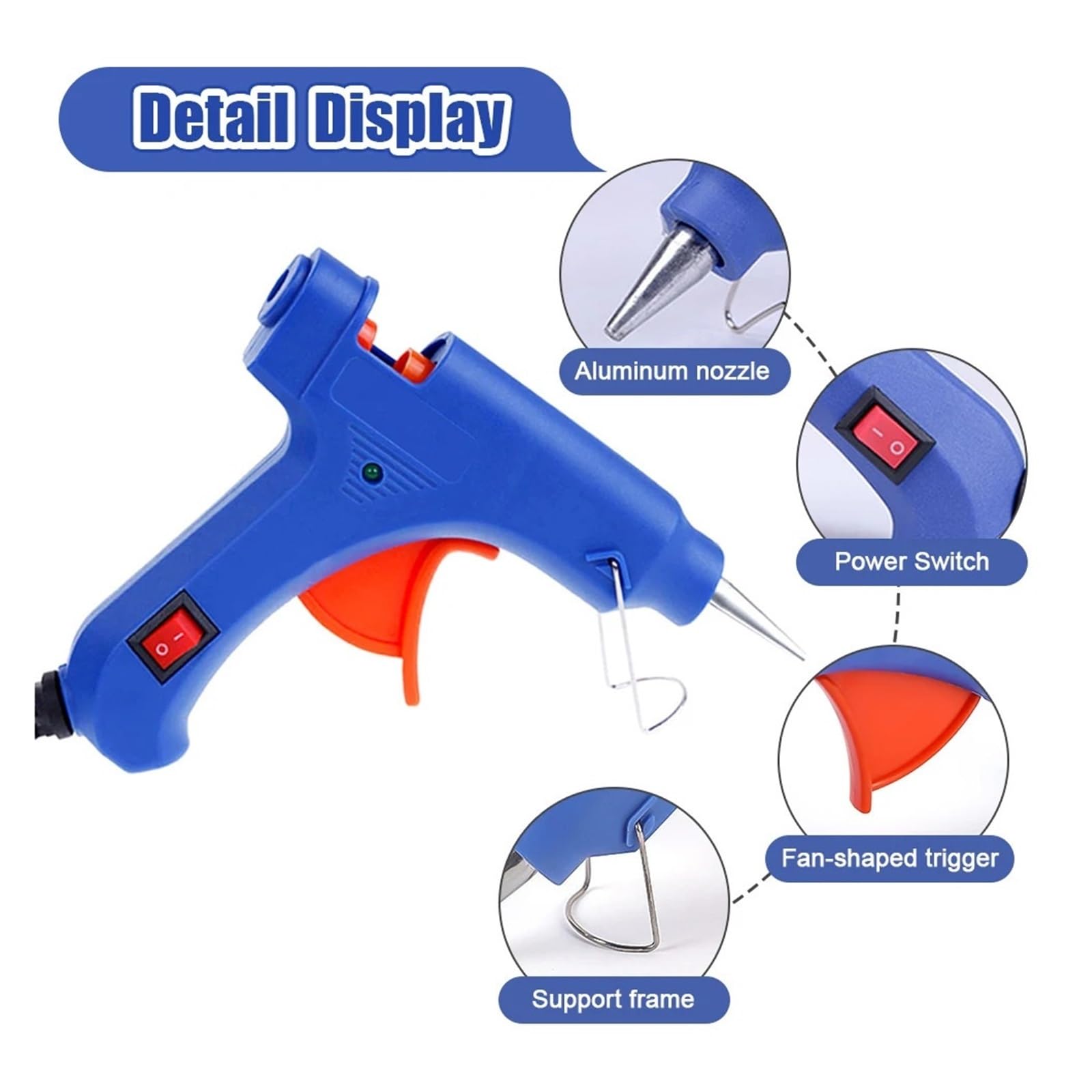 Pistolet do klejenia na gorąco 20 W z patyczkami 7 mm, mini przemysłowy termoplastyczny do majsterkowania, szybkiego nagrzewania, użytku domowego, idealny do sztuki i projektów