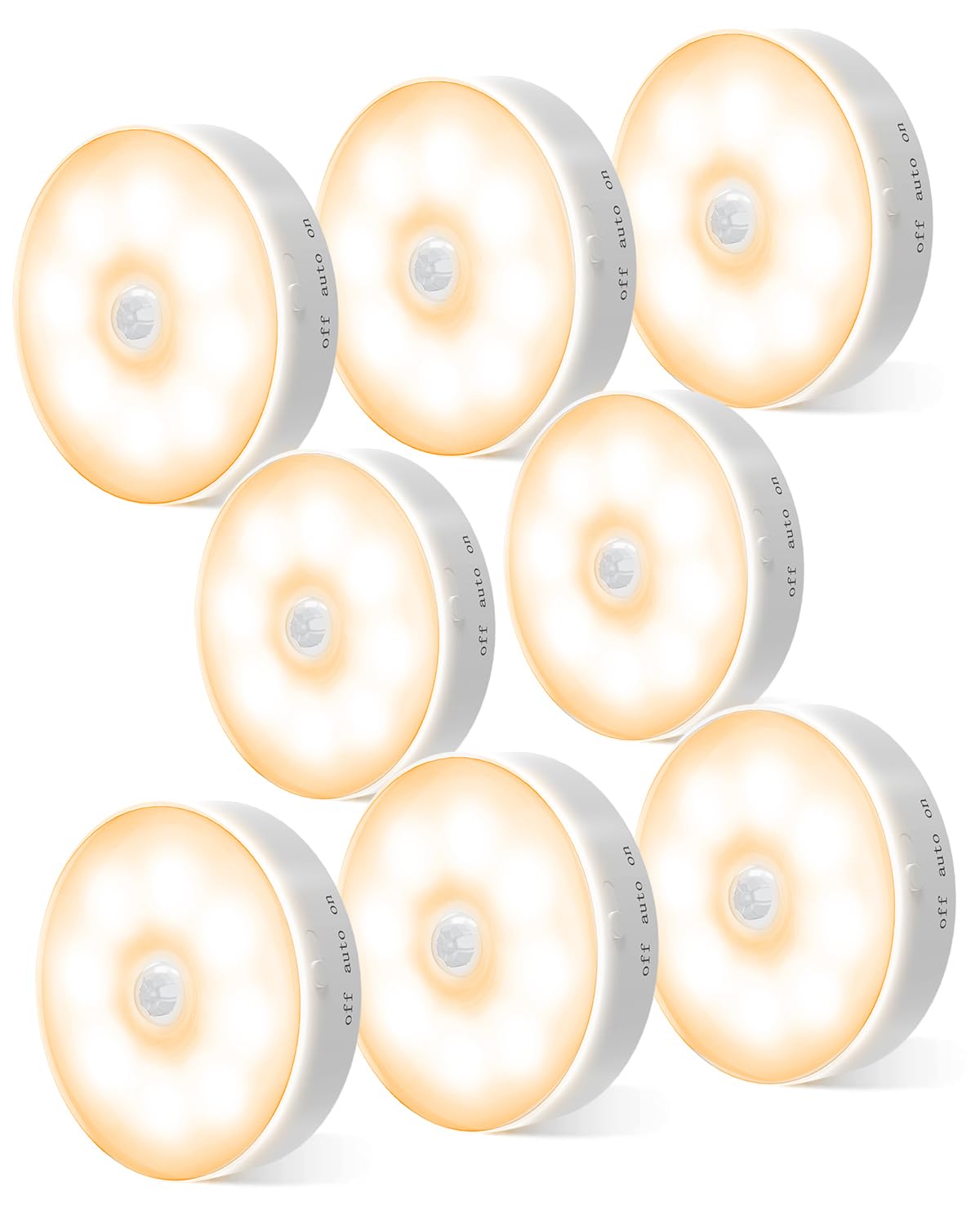 KALAHOL Motion Sensor Lights Indoor 8 Pack, Warm Light USB Rechargeable Magnetic Wall Lights, Sensor Cupboard Stair Night Lights for Kitchen Closet Under Cabinet