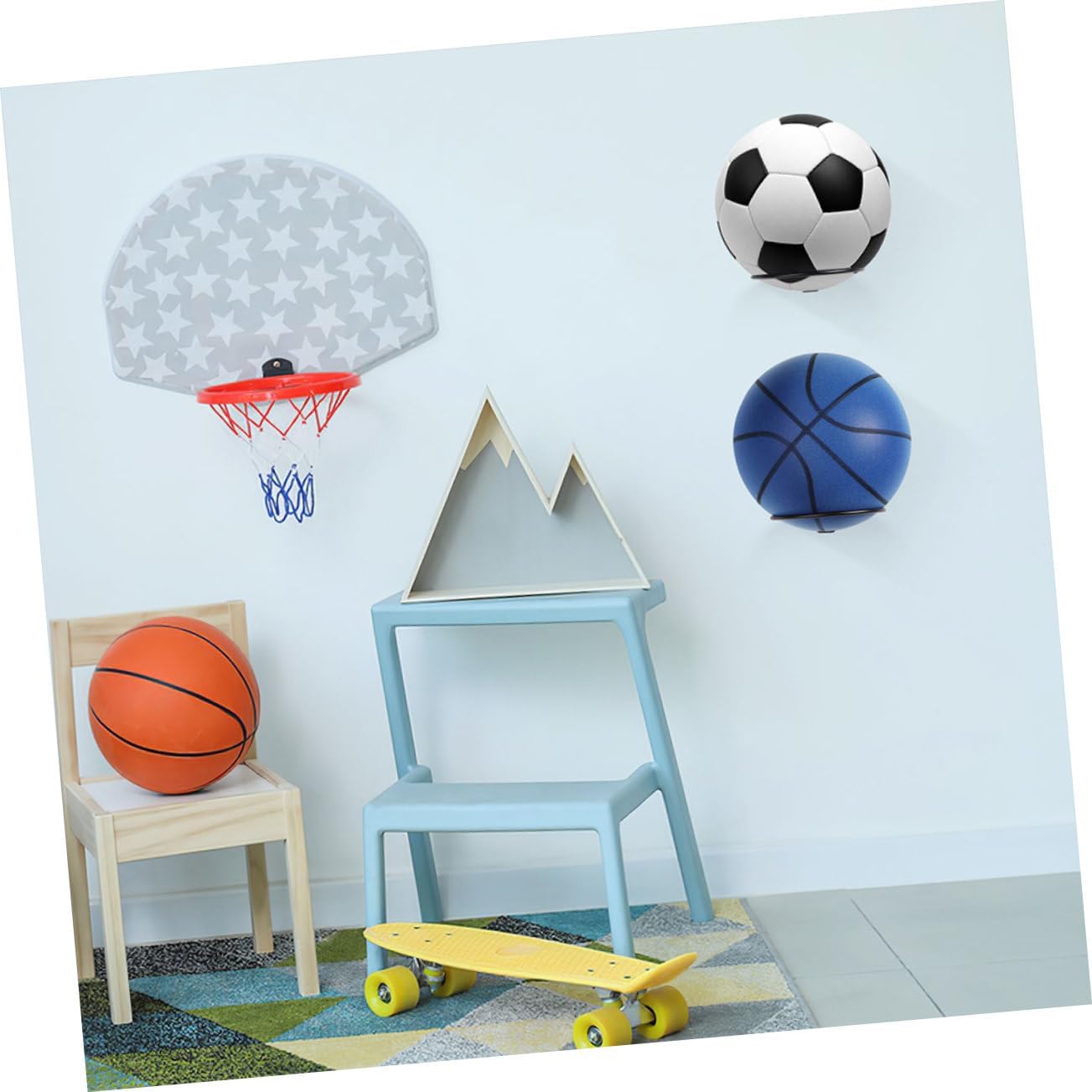 8pcs Wall Mounted Basketball Holder Rack Durable Sports Ball Storage for Football Volleyball Rugby and Soccer Space Saving Design for Home and Garage