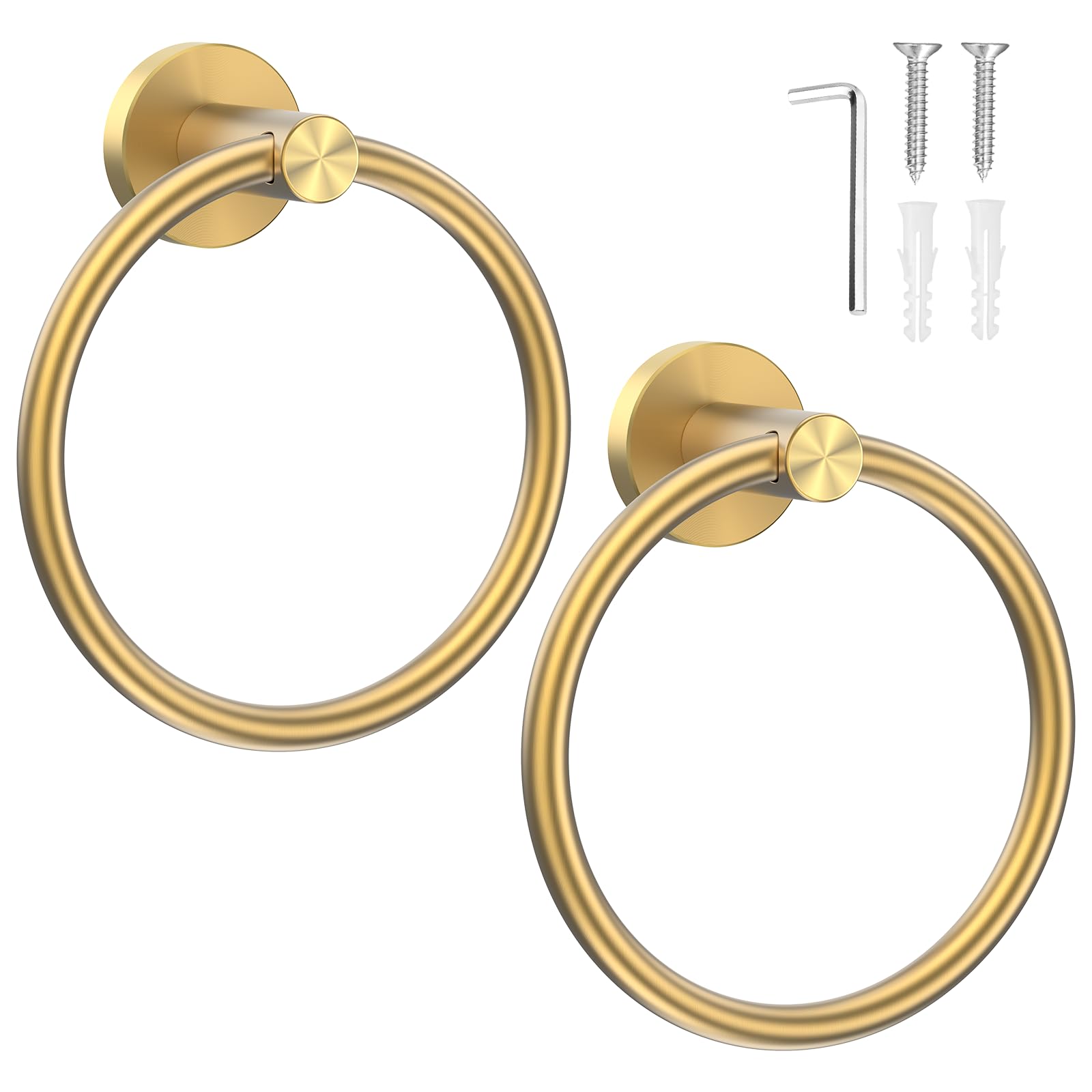 SetSail Towel Holder for Bathroom Wall Gold Towel Ring Stainless Steel Hand Towel Holder for Bathroom, Kitchen Drill Hole, 2 Packs
