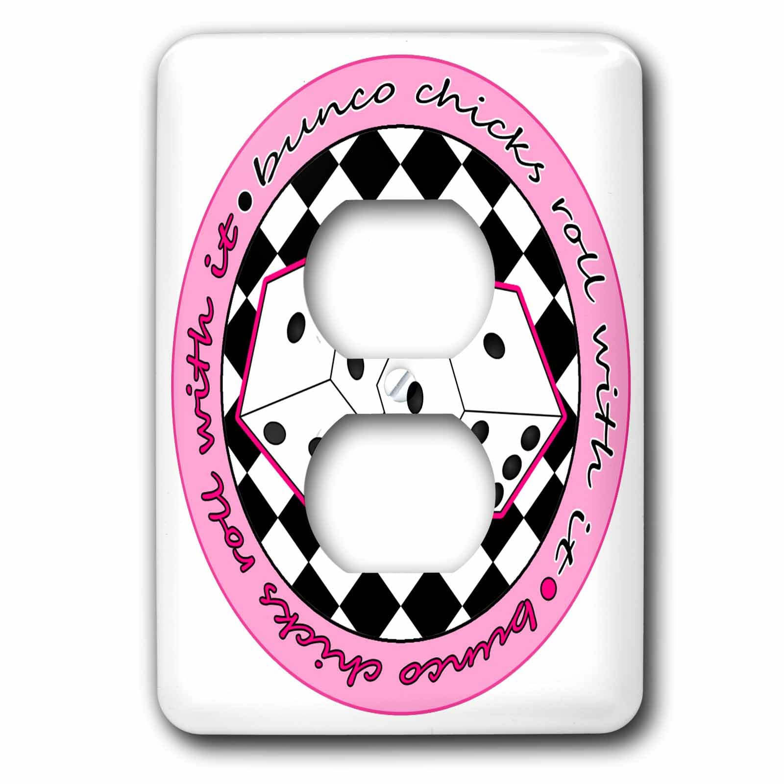 Cache-prise rose et blanc Bunco Chicks lsp_28498_6 pour double prise électrique murale