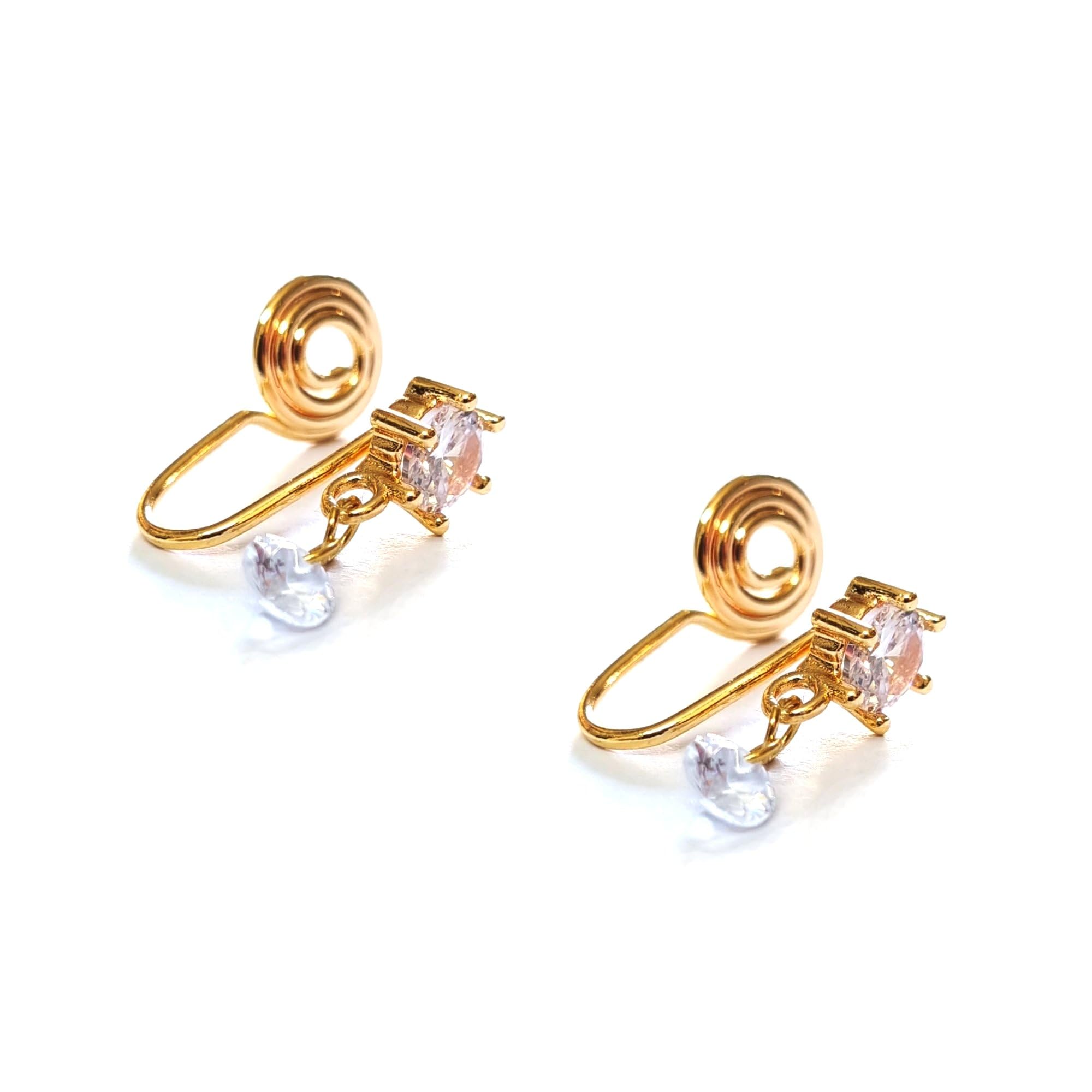 Via Mazzini Gold Plated Spiral Design No-Piercing Clip-On Nose Ring/Ear Cuff Earrings Clip For Women And Girls (NR0315) 1 Pair (B0CVB443KL) Amazon Price History, Amazon Price Tracker