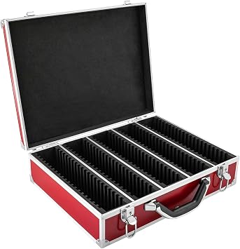 Aluminum Coin Storage Box Case, Certified-Style Coin Holders HPL Ursae Minoris Elite Aluminum Boxfor 100 Certified NGC, PCGS, ANACS, Lighthouse, BCW-Red