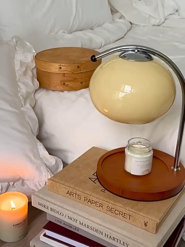 Amazon.com: Topyond Aroma Wax Melting Lamp Retro Wood Storage Tray