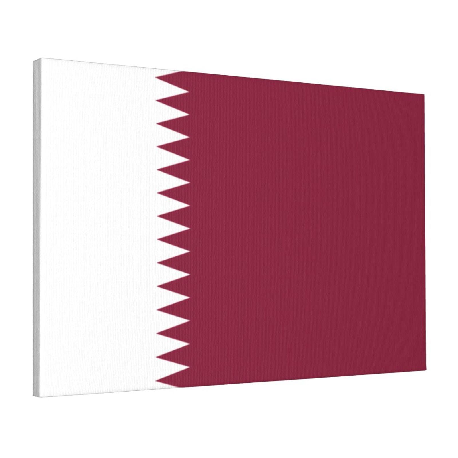 CNTDBU Qatar flag Canvas Wall Art 16x24 Inch-Large Modern Painting Print for Living Room, Framed Ready to Hang Artwork for Bedroom