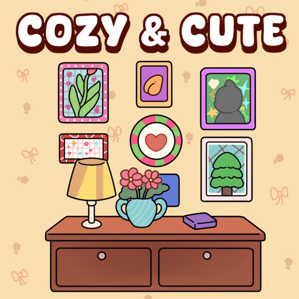 Cute & Cozy Coloring Book for Adults & Teens: 40 Bold & Simple Hygge-Inspired Designs for Relaxation and Stress Relief | Simple illustrations ... cute objects, and heartwarming moments