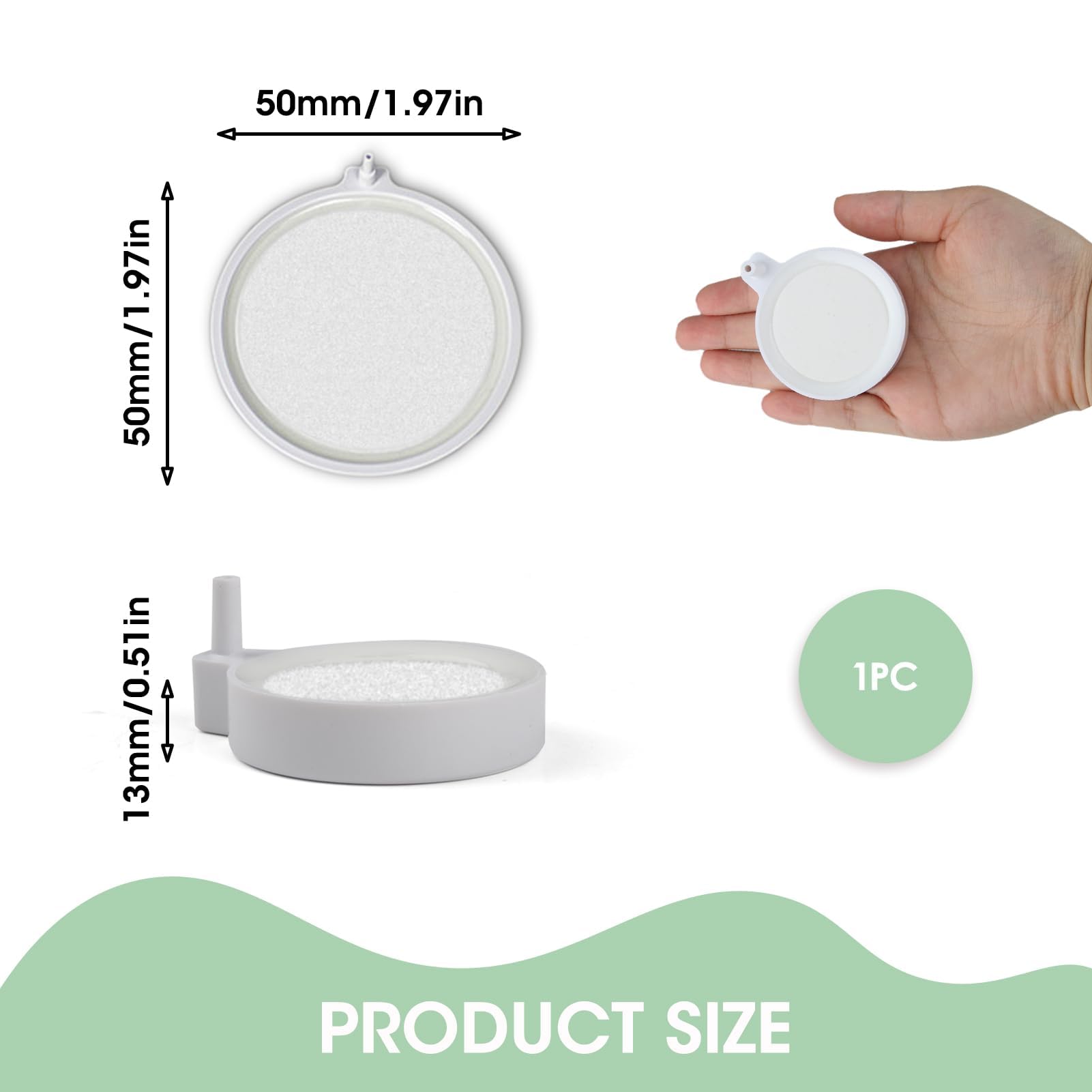 Aquarium Air Stone, 50MM Quiet Nano Fish Tank Air Stone Oxygen Aerator, Ultra-Fine Bubble Diffuser for Improved Oxygen Dissolution, Compatible with 50-80CM Tanks, Enhances Aquatic Health (White) - Image 2