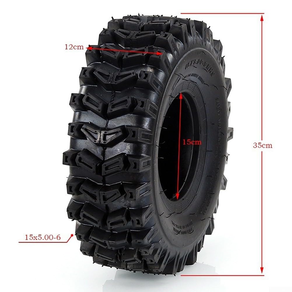 Neumático sin cámara de 15 x 5.00-6 de goma resistente de 4 capas para ATV Go Kart cortacésped tractor de jardín quitanieves grueso resistente al desgaste neumático de vacío todo terreno