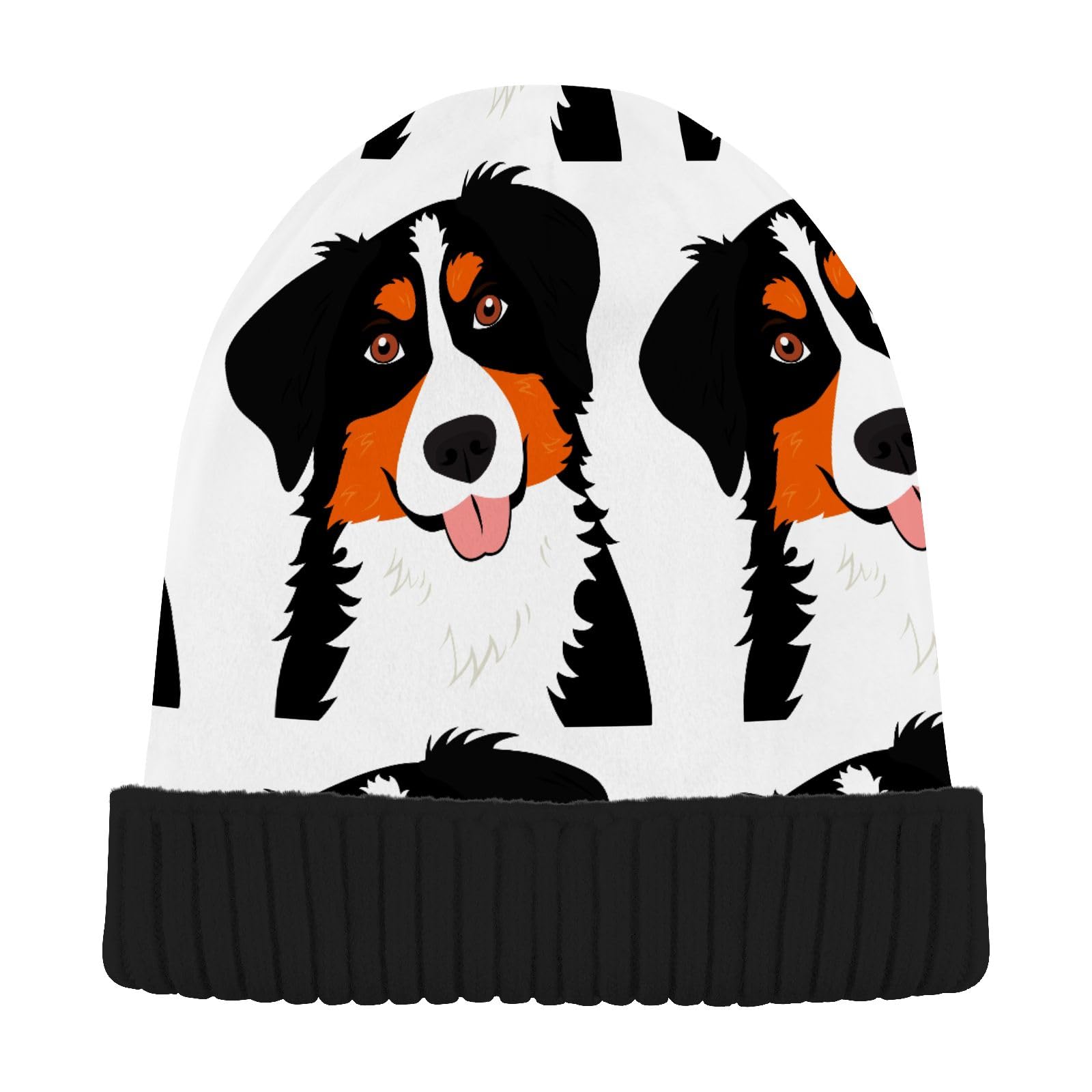 senya Cute Bernese Mountain Dog Beanie Hat for Women Men Winter Soft Knit Hat Cuffed Mens Slouchy Beanies Skull Cap Warm Womens Ski Hats