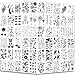 Pequeños tatuajes impermeables temporales: 60 hojas, constelaciones de estrellas de la luna, brújula musical, ancla, palabras, líneas, flores para niños, adultos, hombres y mujeres.