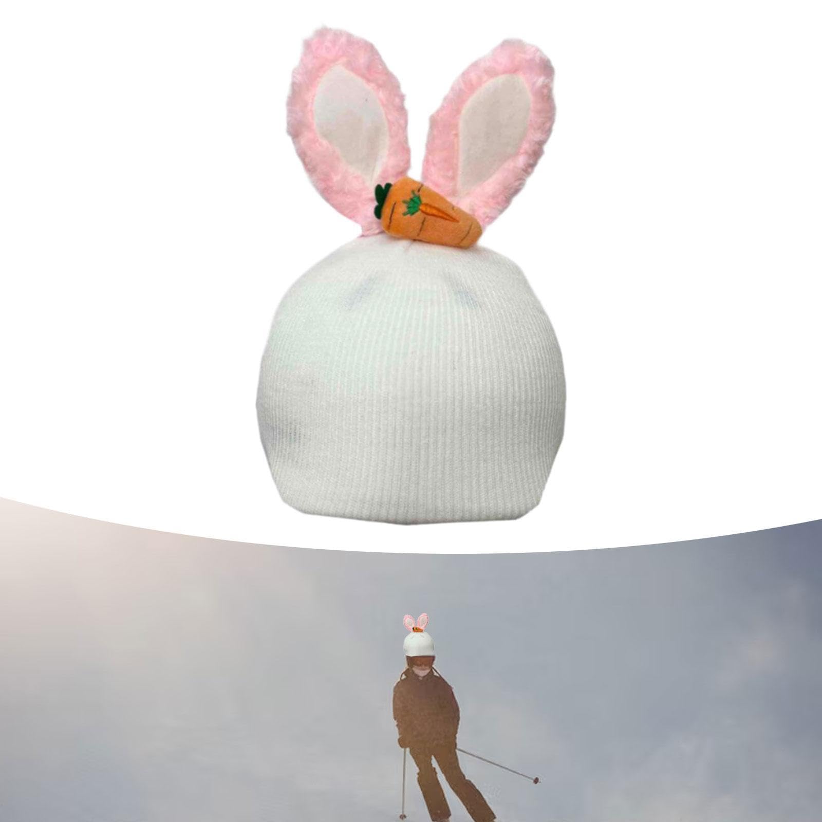 Perfeclan Housse de Casque de Ski Oreilles de Lapin Accessoires Chaud léger décoratif Cadeau d'anniversaire Snowboard Dessin animé Casque de Ski décoration