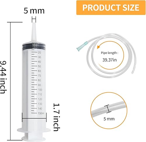 Miniatura 8 de Hoypeyfiy Jeringa grande de 18.6 fl oz, jeringa de plástico con tubo de plástico de 40 pulgadas para laboratorios científicos, líquido, riego de