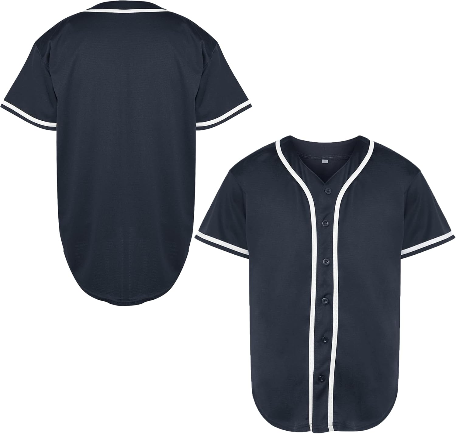 MESOSPERO Camiseta de béisbol en blanco para hombre, con botones, manga corta, hipster, hip hop, tallas S-3XL