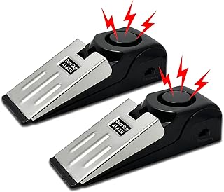 2 Pack Portable Door Stop Alarm, Door Stopper with 120db Loud Security Alarm, Travel Door Alarm, Doorstops Wedge Alarm Sensors Security Devices for Traveling Apartment Hotel and Home