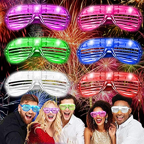 Gafas de sol de neón para fiesta, paquete de 6 luces LED que brillan en la oscuridad para niños, gafas de sol intermitentes para adultos, juego de fiesta rave Cover