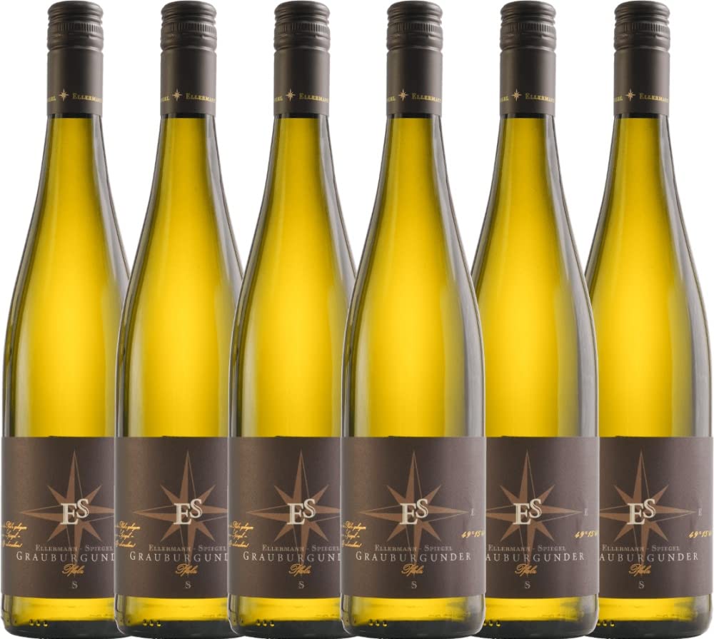 Grauburgunder trocken von Ellermann-Spiegel - Weißwein 6 x 0,75l VINELLO - 6er - Weinpaket inkl. kostenlosem VINELLO.weinausgießer